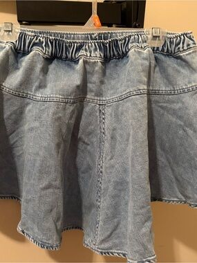 aerie Light Blue Denim Flared Skirt